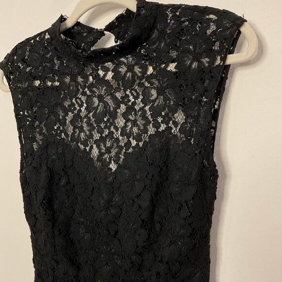 Sandro Paris Romie Dress Black Lace open Back High Neck - Picture 5 of 10